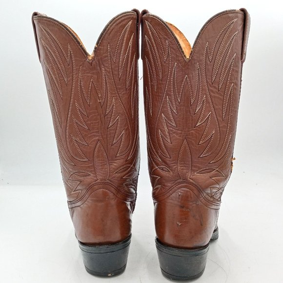 Vintage Brown Leather Mens 7 D Cowboy Boots Country Western Chore Work main image 7